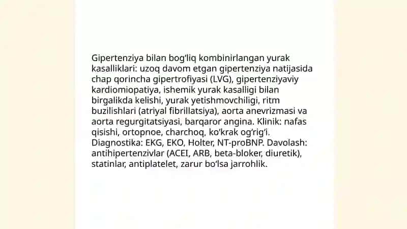 Yurakning kombinirlangan illatlari 4