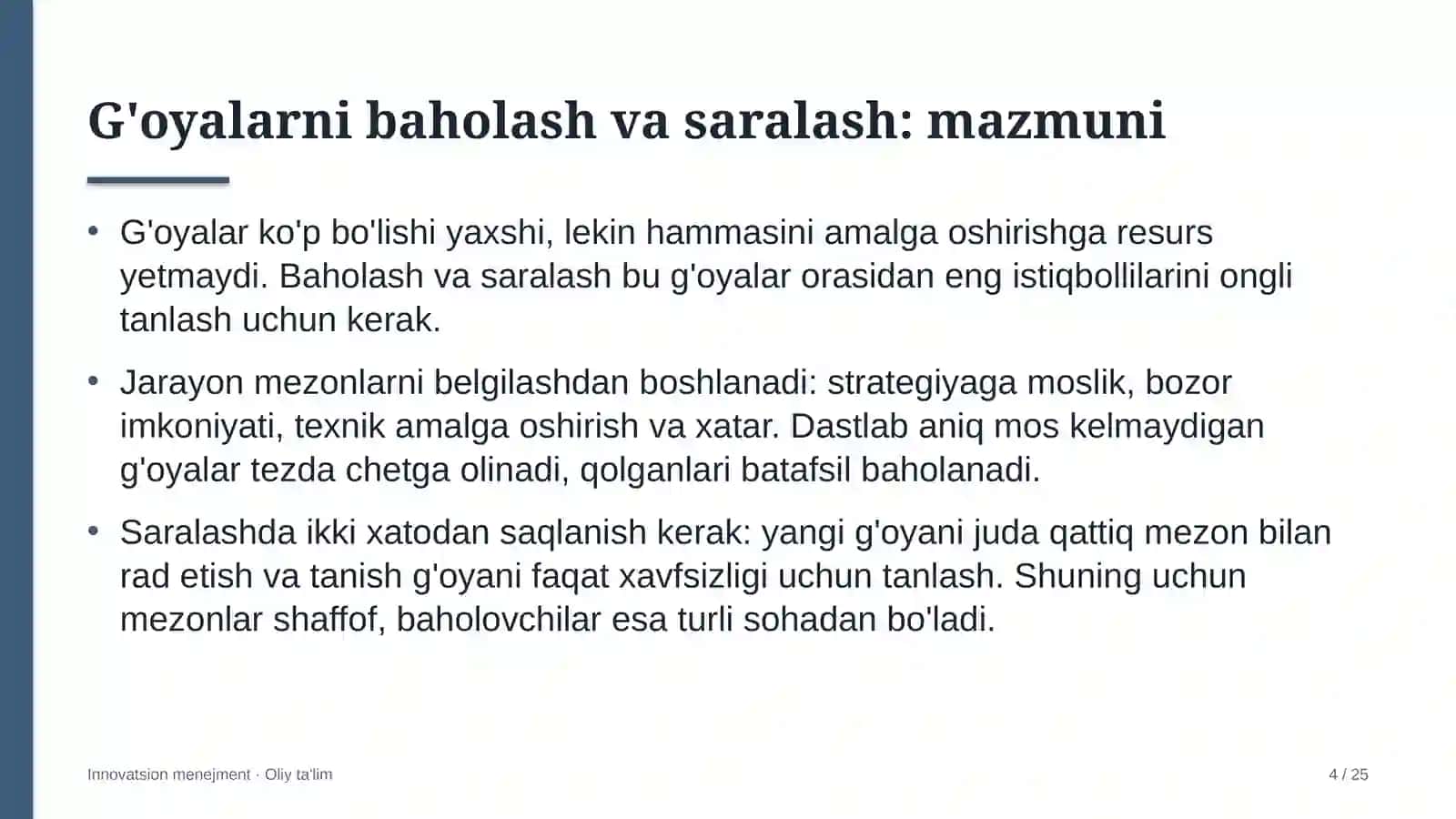 paxtachilikda g'oyalarni baholash va saralash 6852 4
