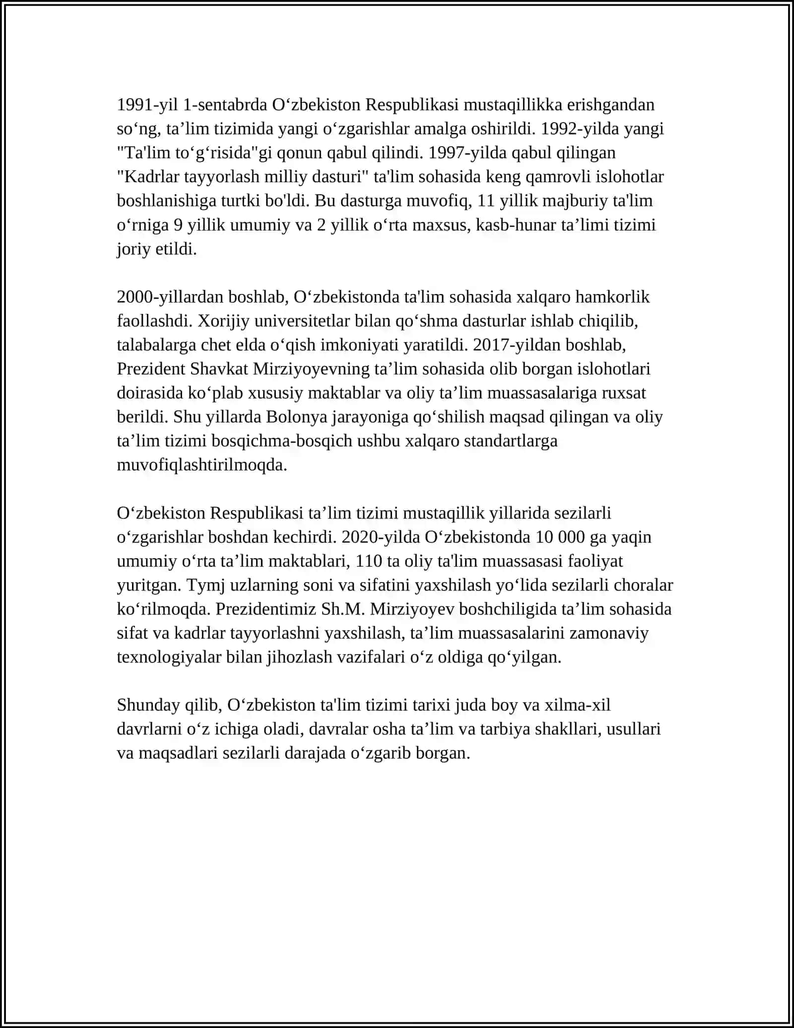 O'zbekiston Respublikasi Ta'lim Tizimi 4