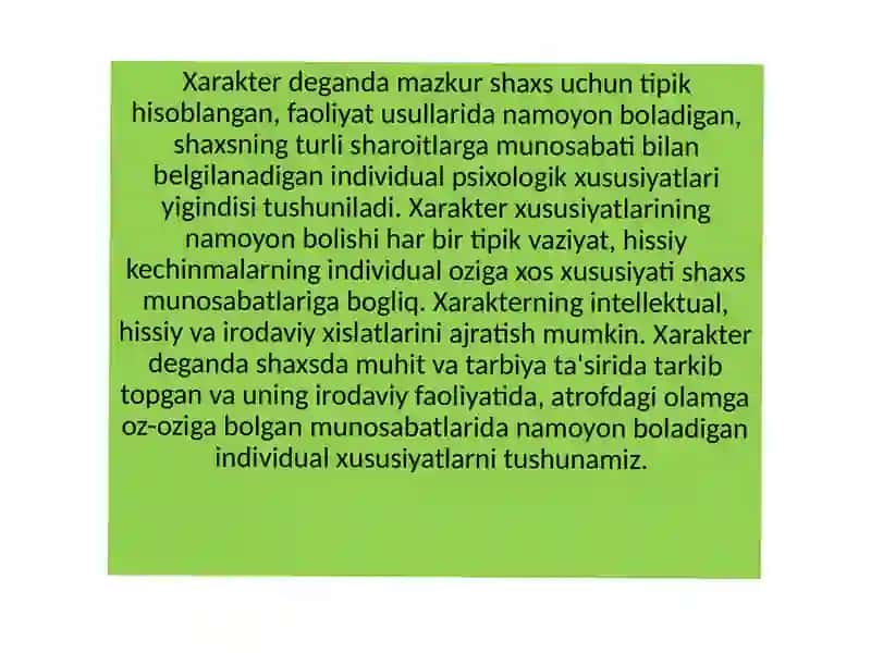 Xarakter haqida Tushuncha 4
