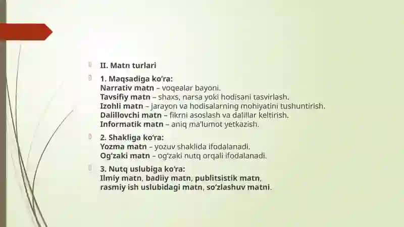 Akademik yozuv fanidan matn va uning turlari ppt 4