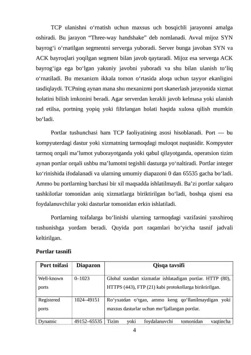 TCP protokoli asosida ochiq portlarni skanerlash ilovasini yaratish 4