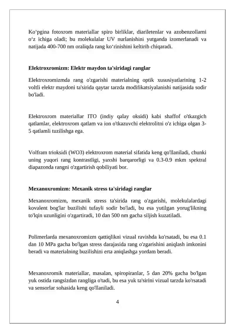 Rangini o’zgartiradigan materiallar 4