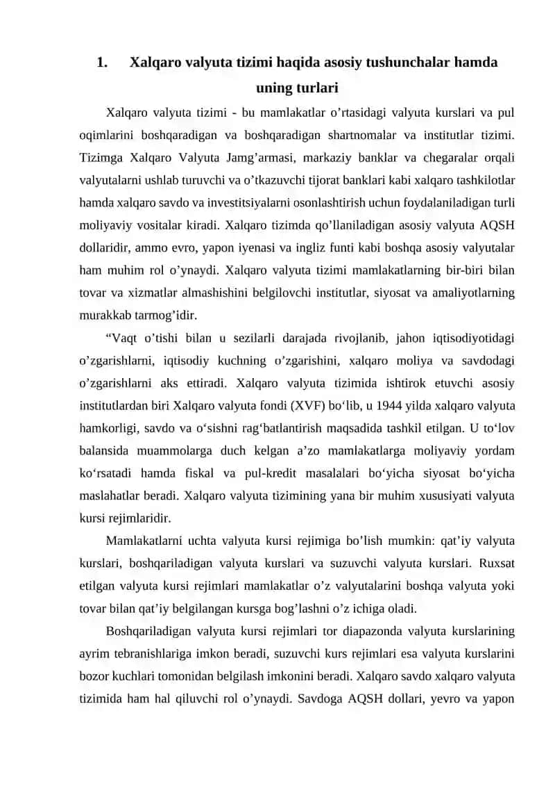 Xalqaro valyuta tizimi va uning o’zgarishi 4