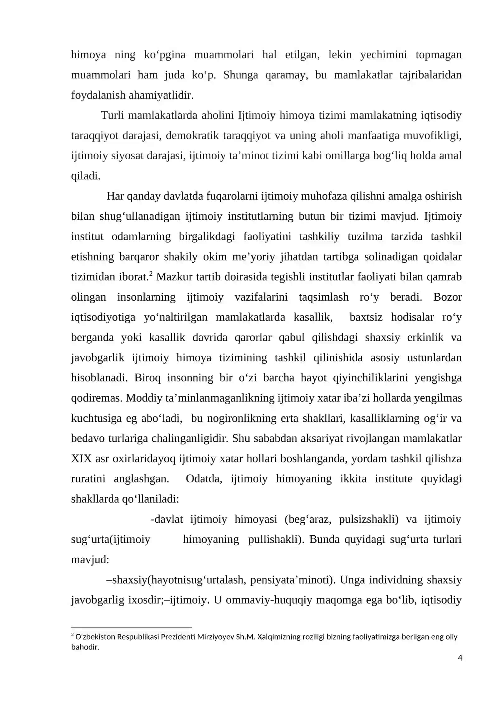 AHOLINI IJTIMOIY HIMOYA QILISH TUSHUNCHASI, TAMOYILLARI, YO‘NALISHLARI 4