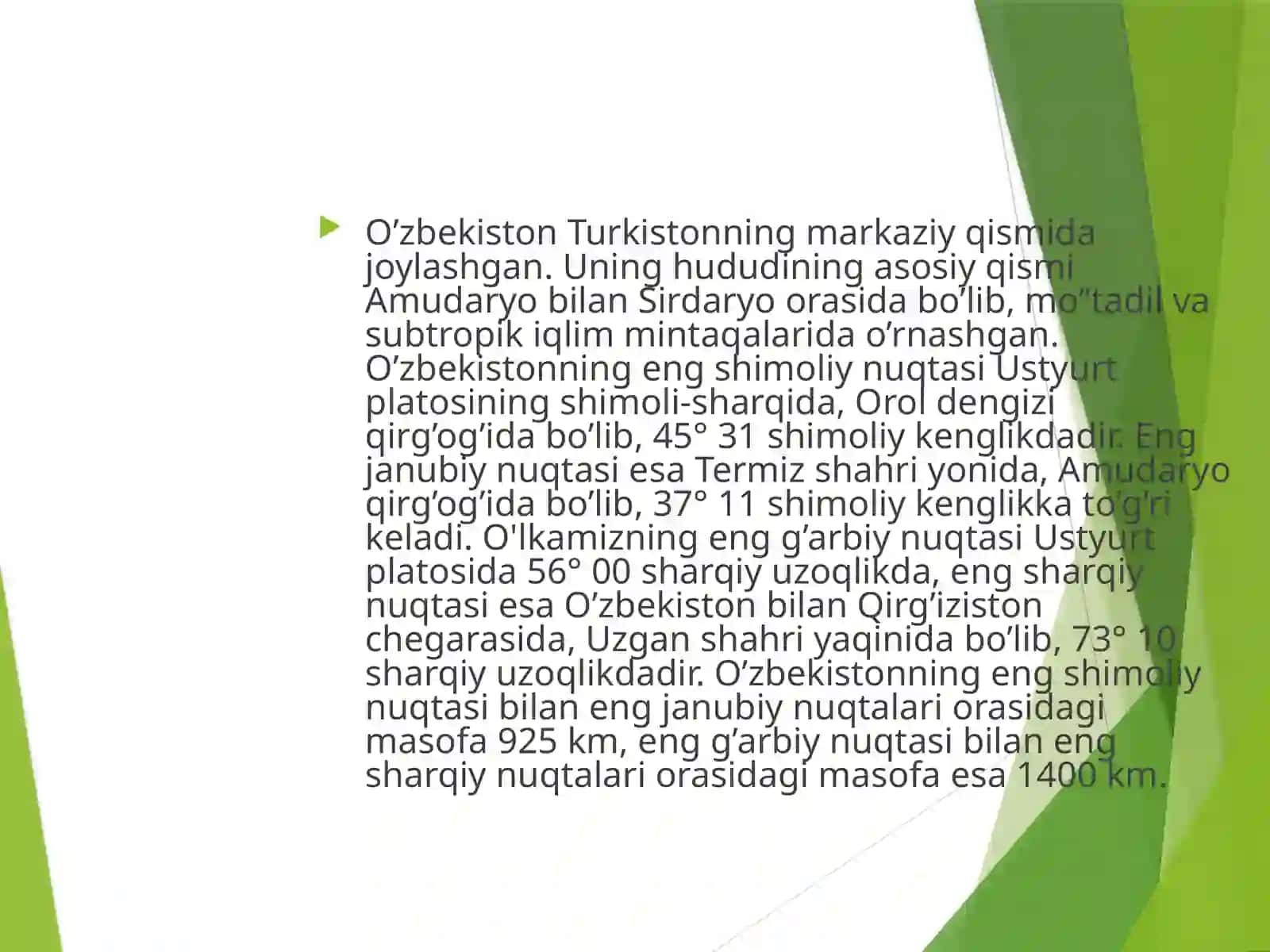 O’zbekistonning geografik o’rni 4