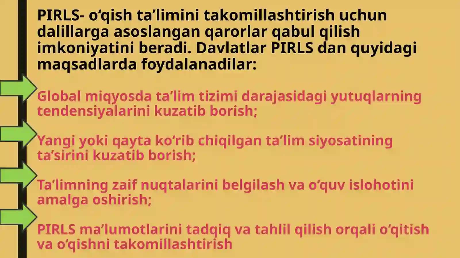 PIRLS xalqaro baholash dasturi mazmun va mohiyati 4