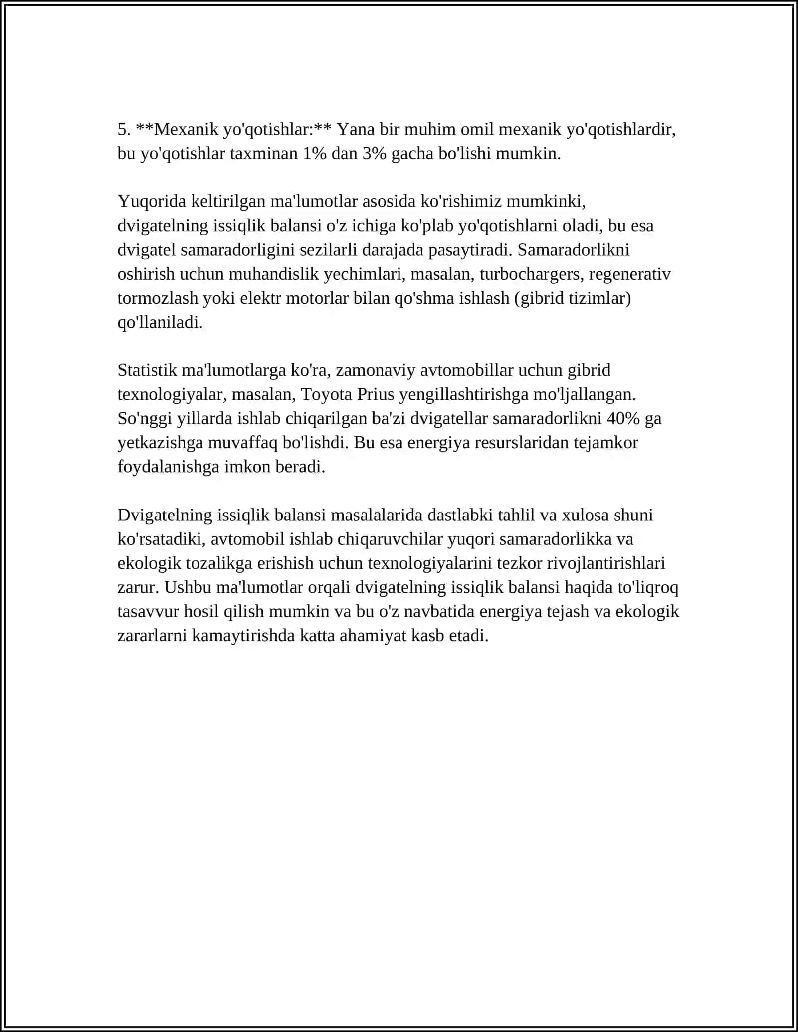 DVIGATELLARNI ISSIQLIK BALANSI 4