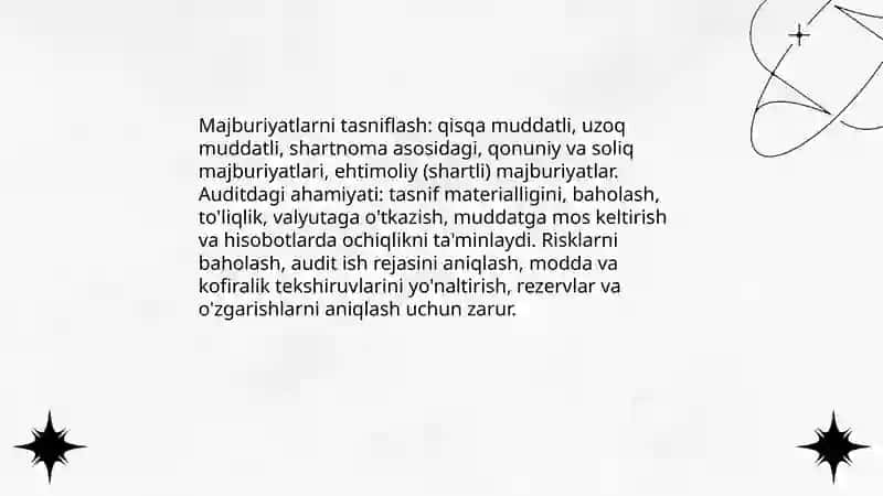 Majburiyatlar auditining xususiyatlari 4