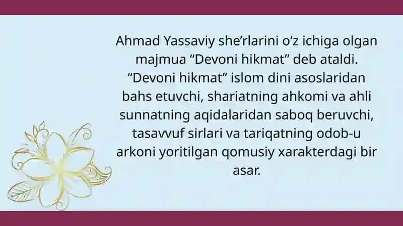 Ahmad Yassaviy va Yugnakiy hayoti va ijodi 4