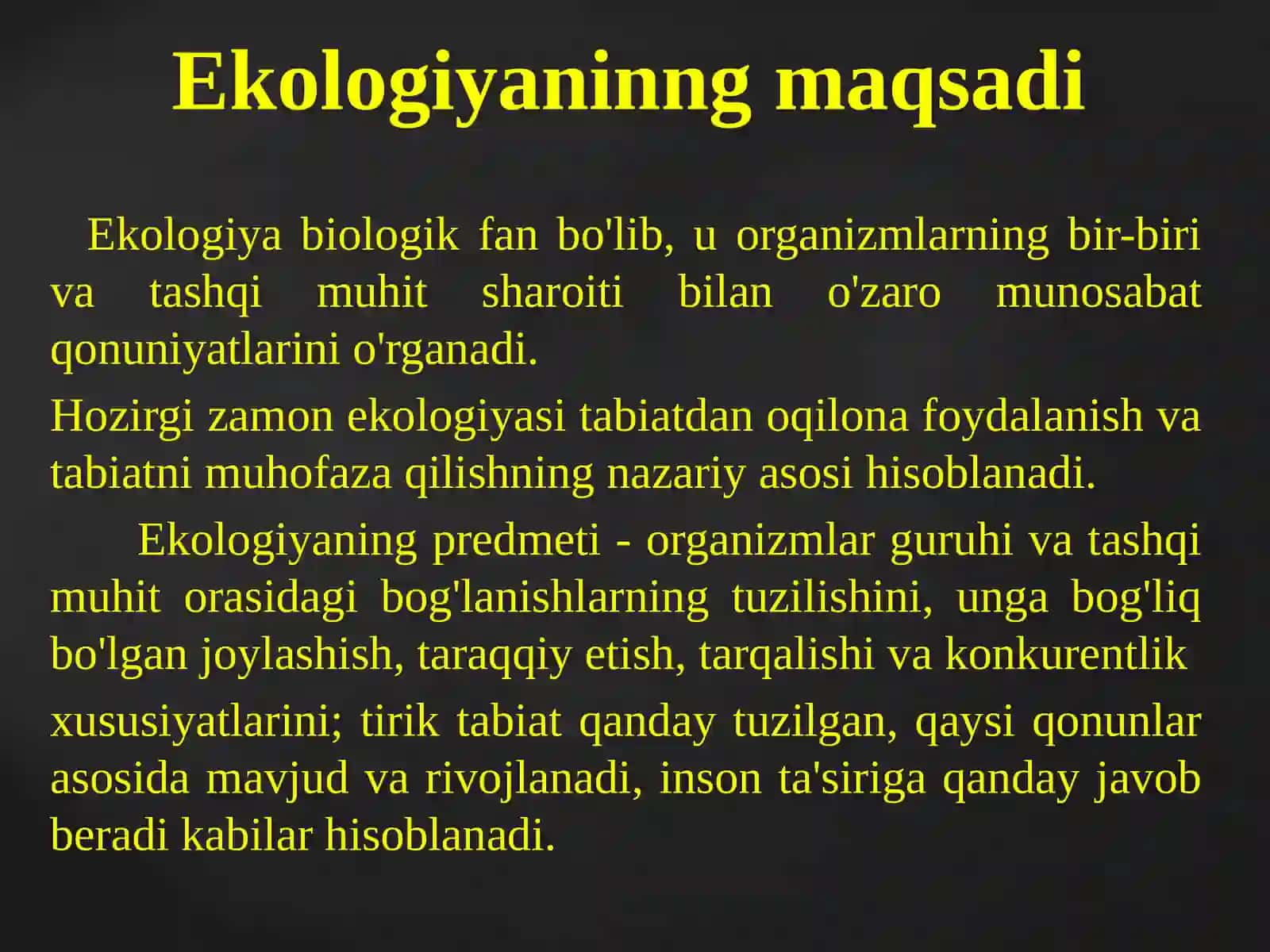 Ekologiyamustaqilvazamonaviyfansifatida 4