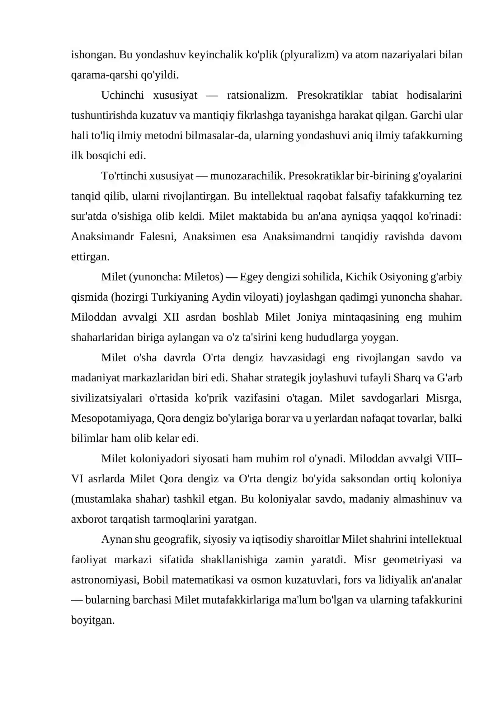 QADIMGI INSON FALSAFASI MILET MAKTABI 4