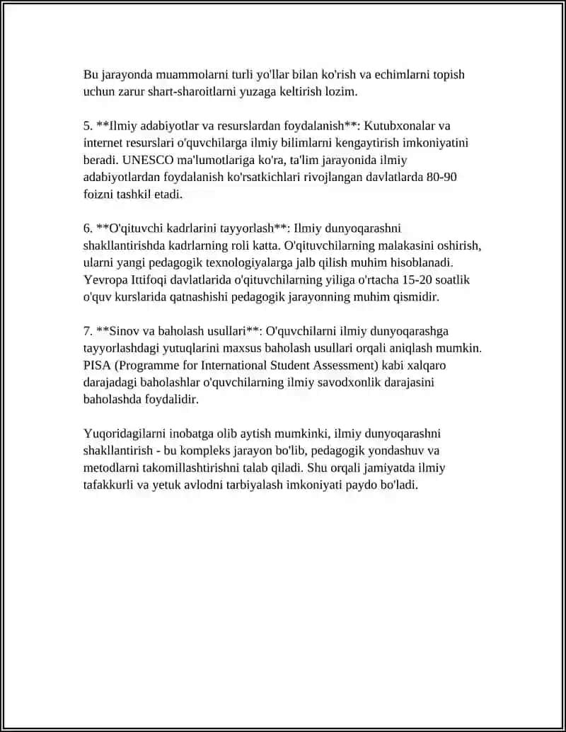 ILMIY DUNYOQARASHNI SHAKLLANTIRISH VA O'QUVCHILARNI AQLIY TARBIYALASH 4