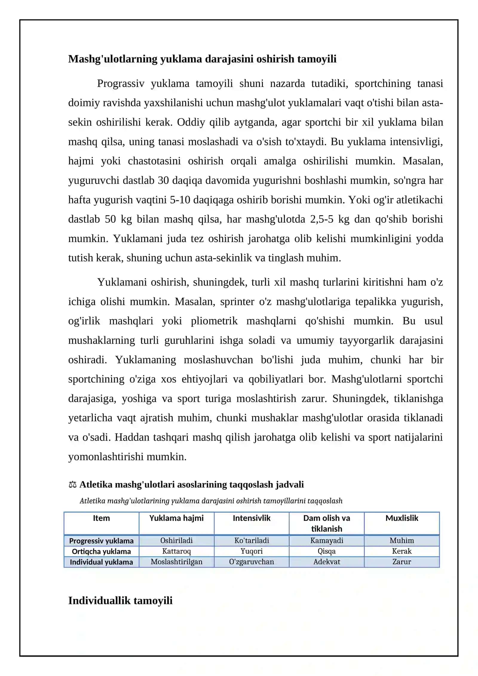 Atletika mashg'ulotlarining asosiy tamoyillari 4