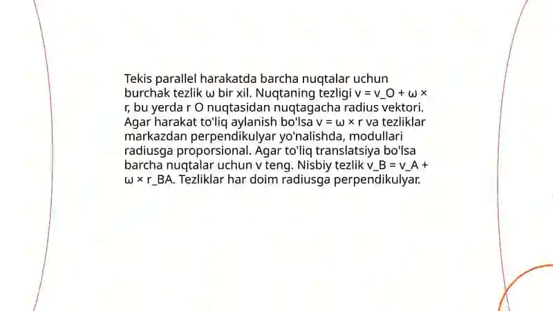 Qattiq jismning tekis parallel harakatida tezliklar plani qurish 4