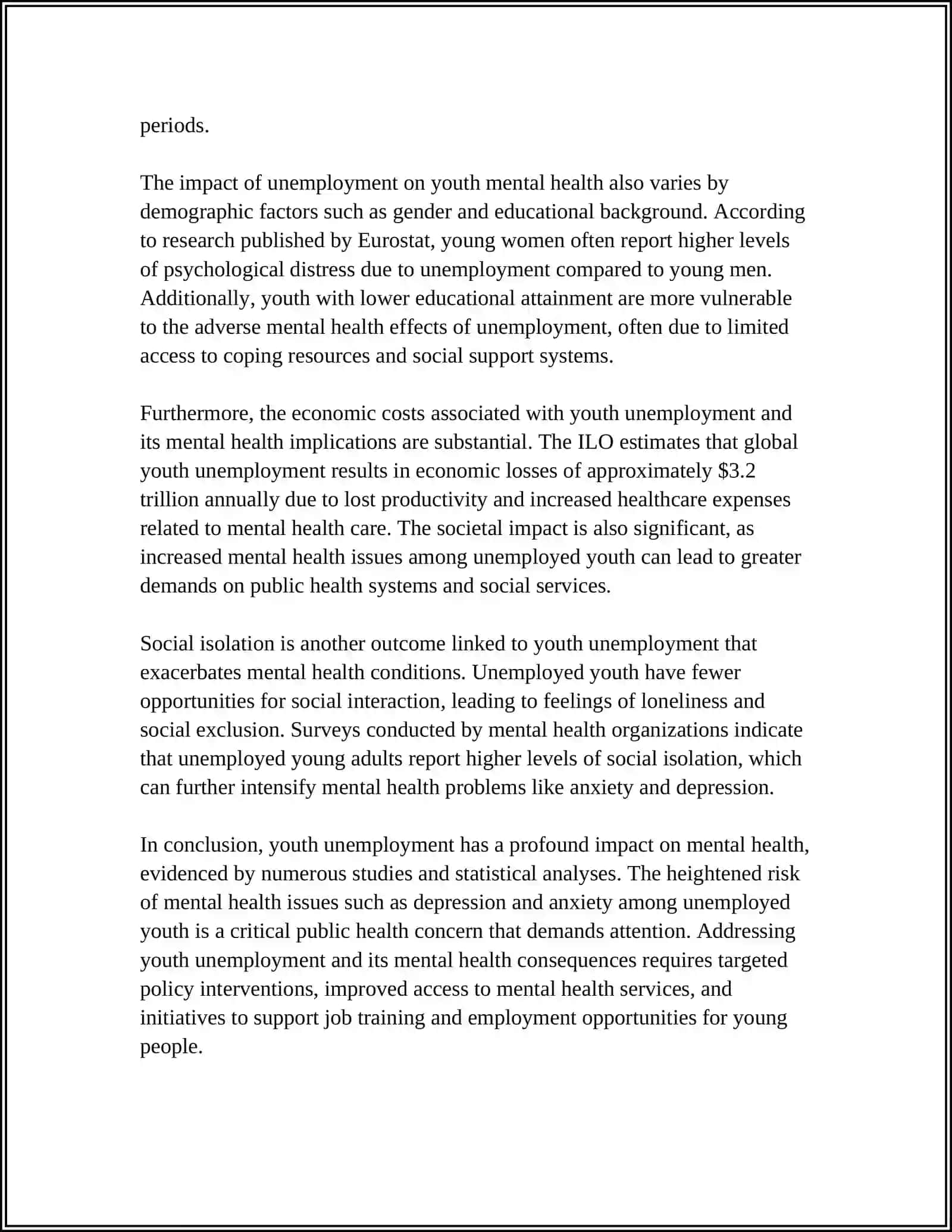 Referat: Theme: UNEMPLOYMENT – ITS EFFECTS ON YOUTH IN DEVELOPING COUNTRIES 4