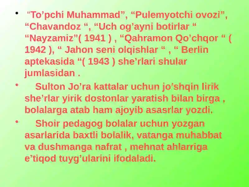 Sulton Jo'ra Hayoti va Ijodi 4
