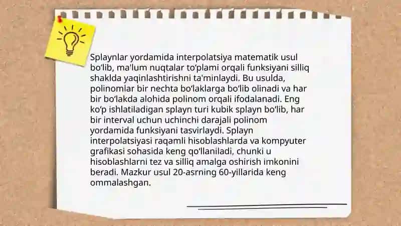 Splayn funksiya bilan yaqinlashtirish 4