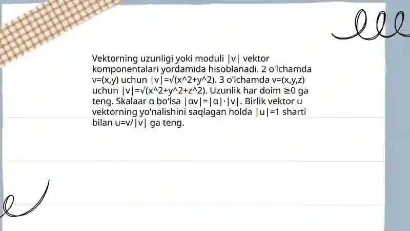 Vektorlar. Vektorlar ustida amallar 4