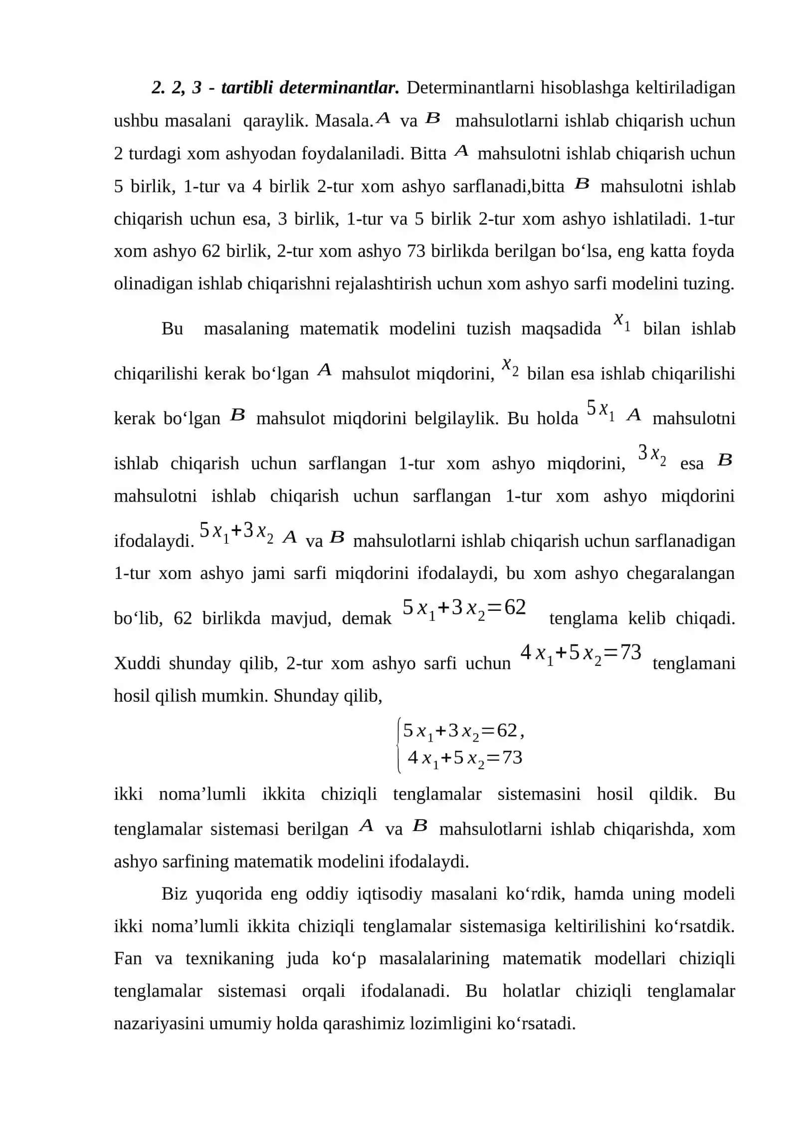 Algebraik to’ldiruvchi va minorlar tadbiqi 4
