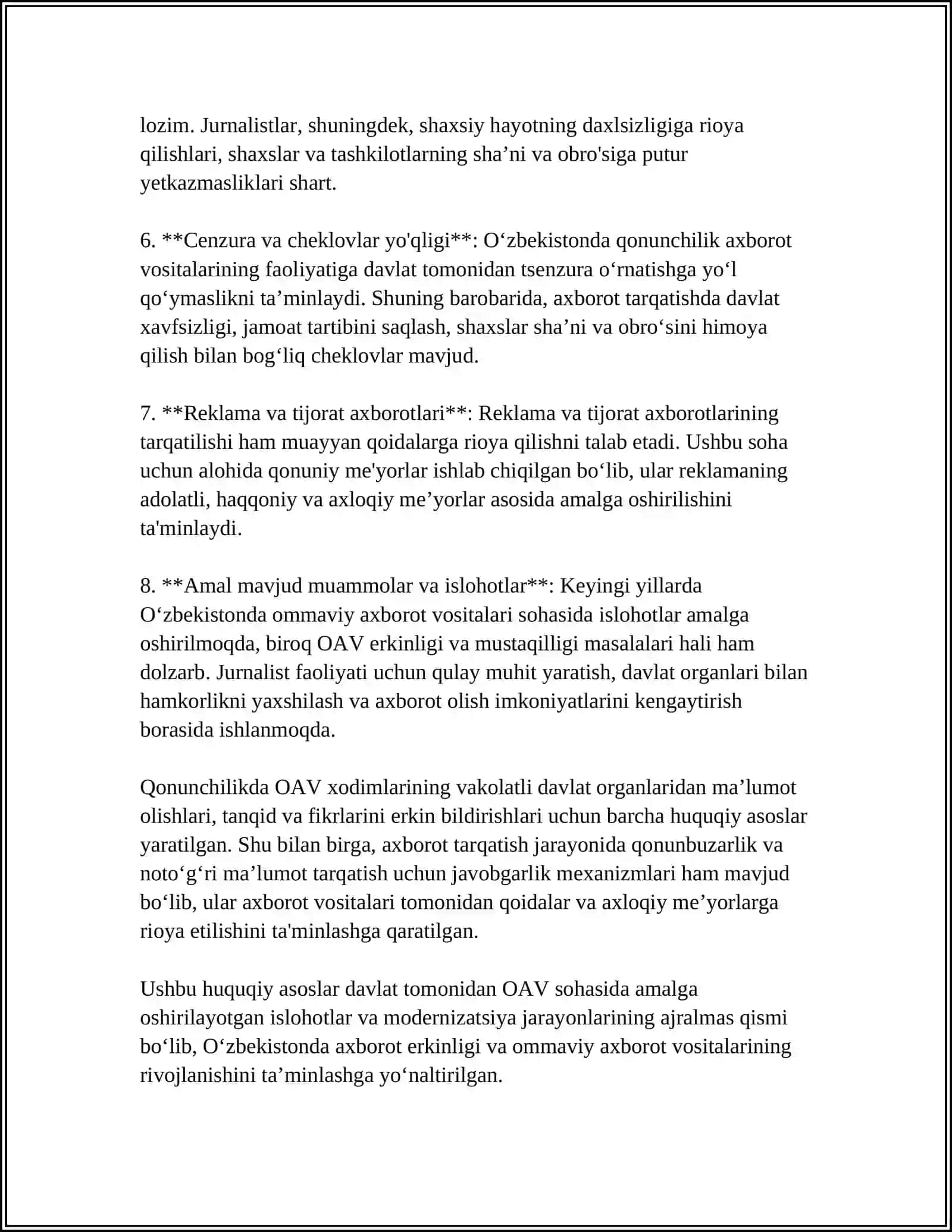 Ommaviy axborot vositalarining faoliyati 4