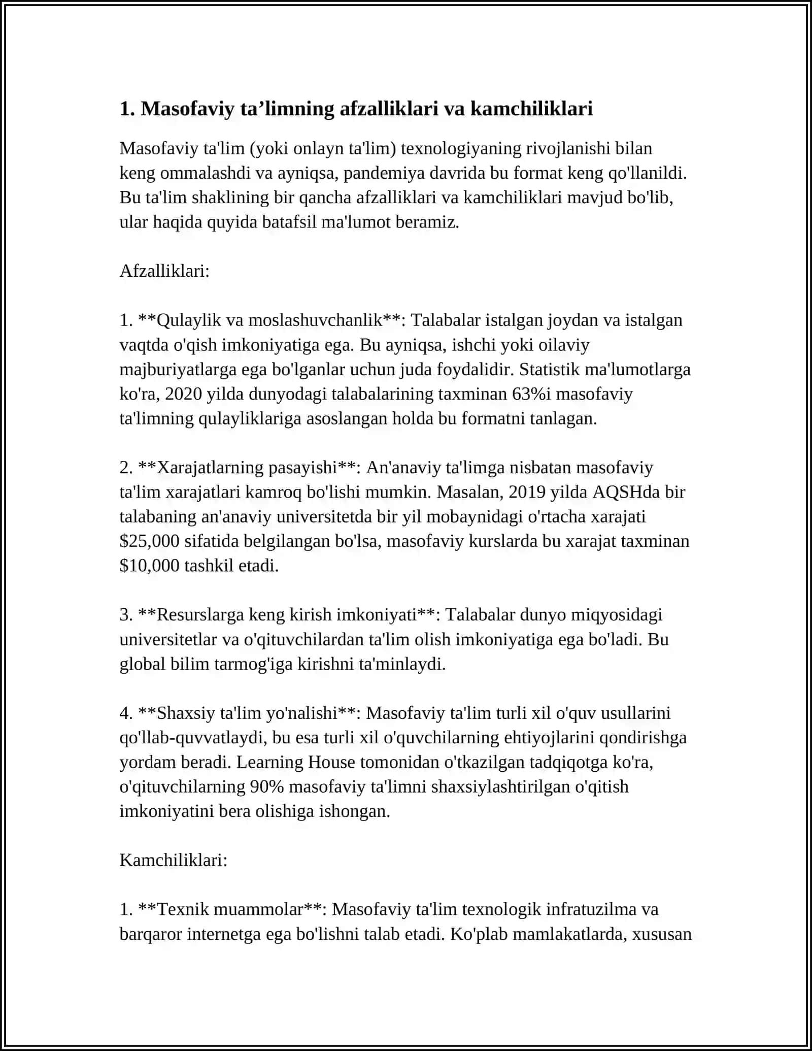 MAVZU: MASOFAVIY TA’LIM TIZIMLARI VA ULARDAN FOYDALANISH 4