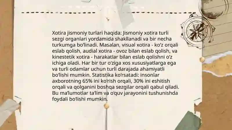 Xotira turlari va xususiyatlari. 4