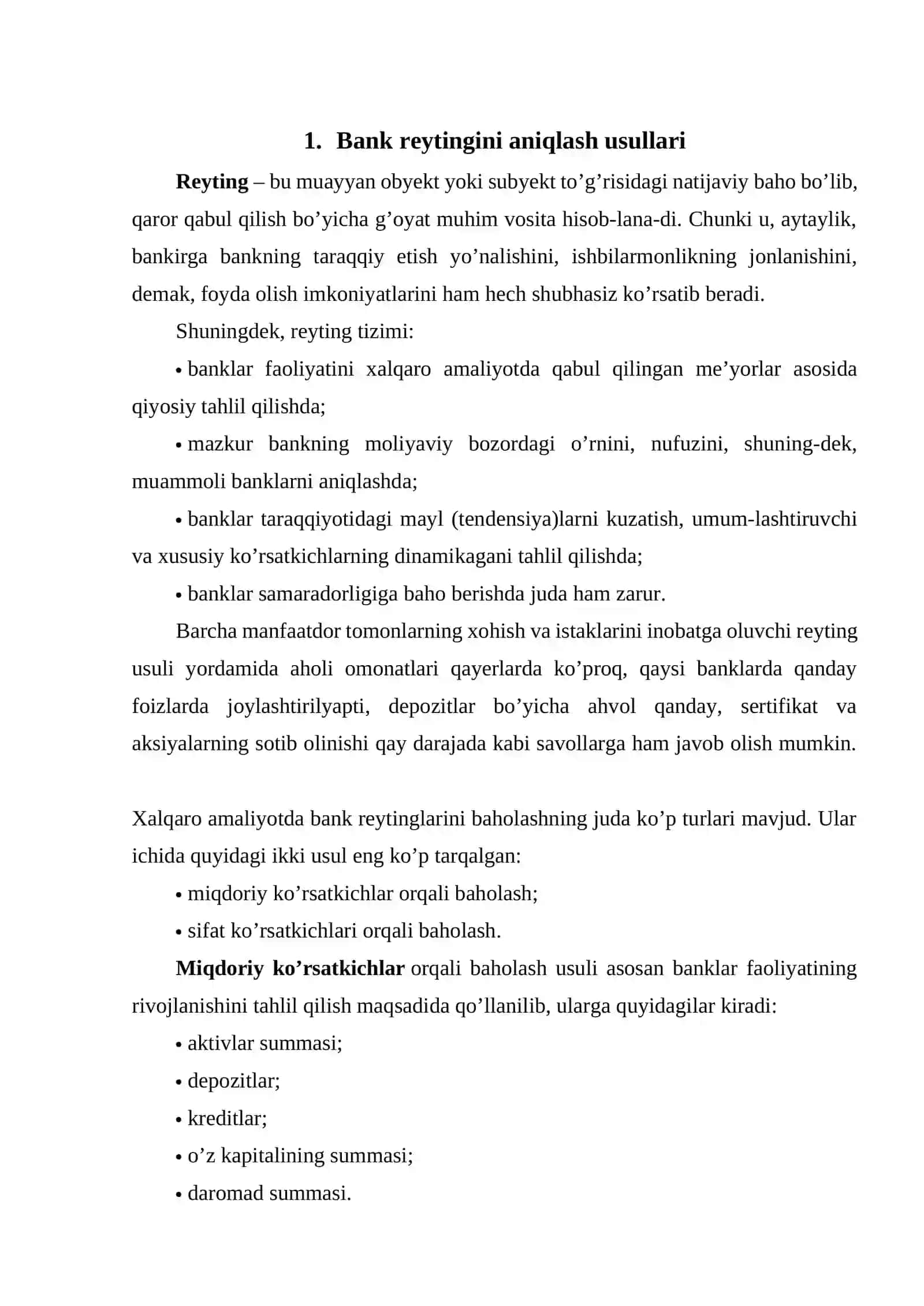 Banklarni kreditlash reytingini aniqlash 4