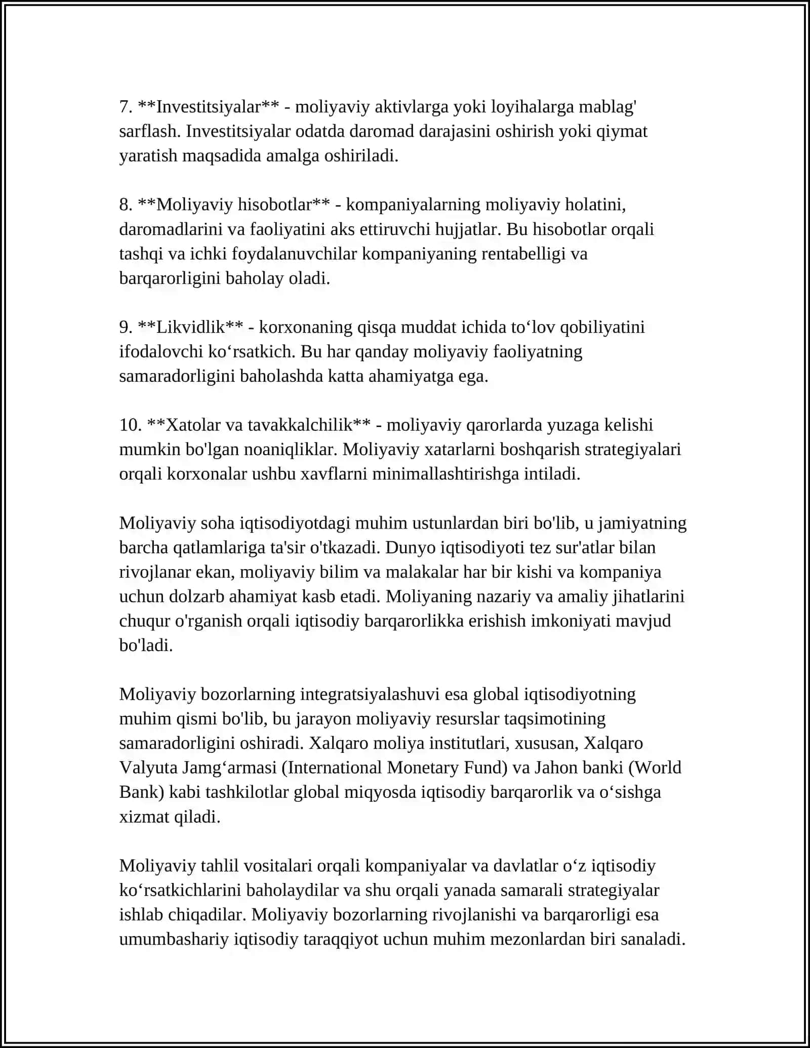 MOLIYA ASOSLARI FANIGA 4