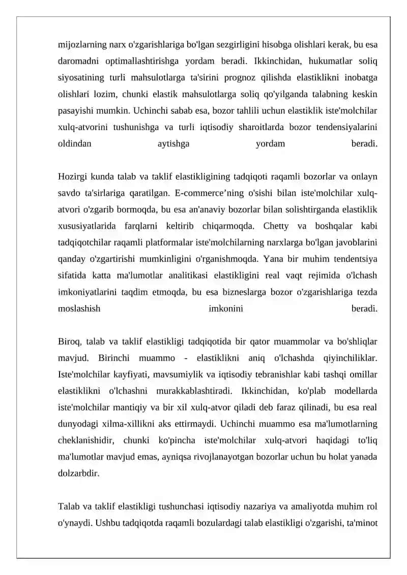 Talab va taklif elastikligi 4