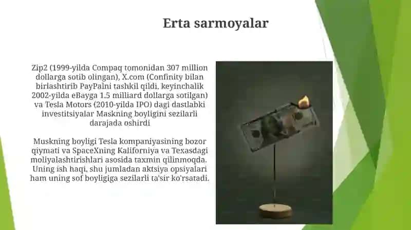 Elon Musk hayotidagi moiyaviy holati 4