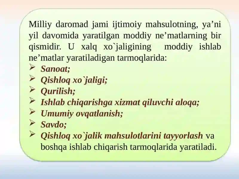 MILLIY DAROMAD VA MILLIY HISOBLAR TIZIMIDAGI BOSHQA DAROMAD KO‘RSATKICHLAR 4