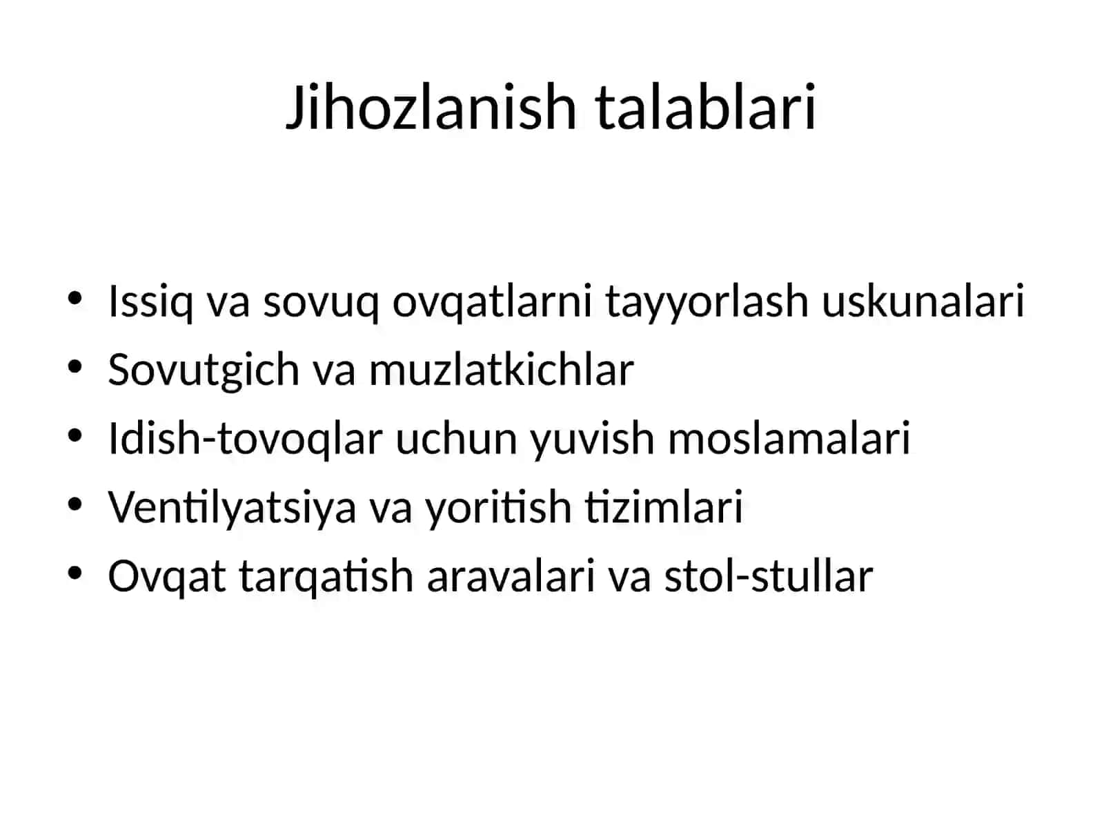 Oshxona va ovqat tarqatish xonasini jihozlanishi 4