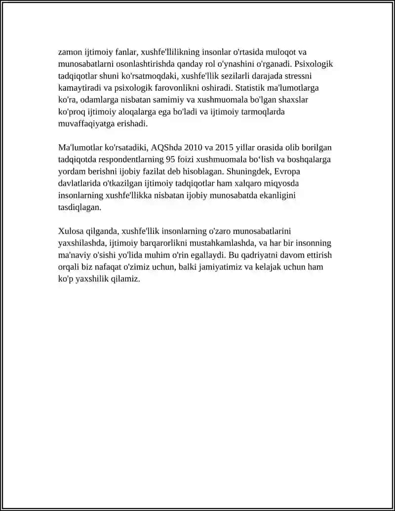 Xushfe'lik, Shirinso'zlik va Oqilonalikning ma'naviy xususiyatlari 4