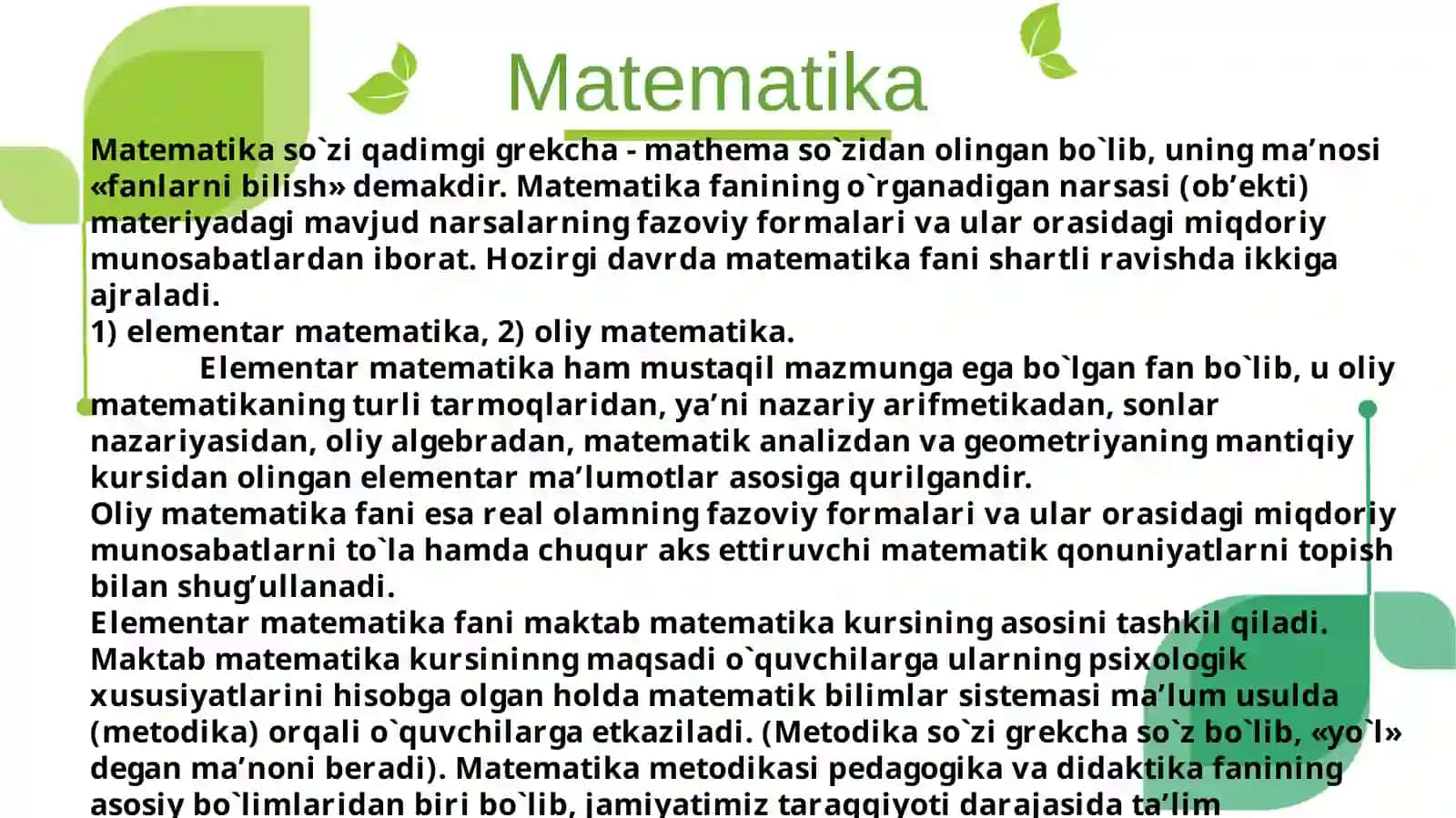 Matematika va Informatika O’qitish Metodikasi Fani 4