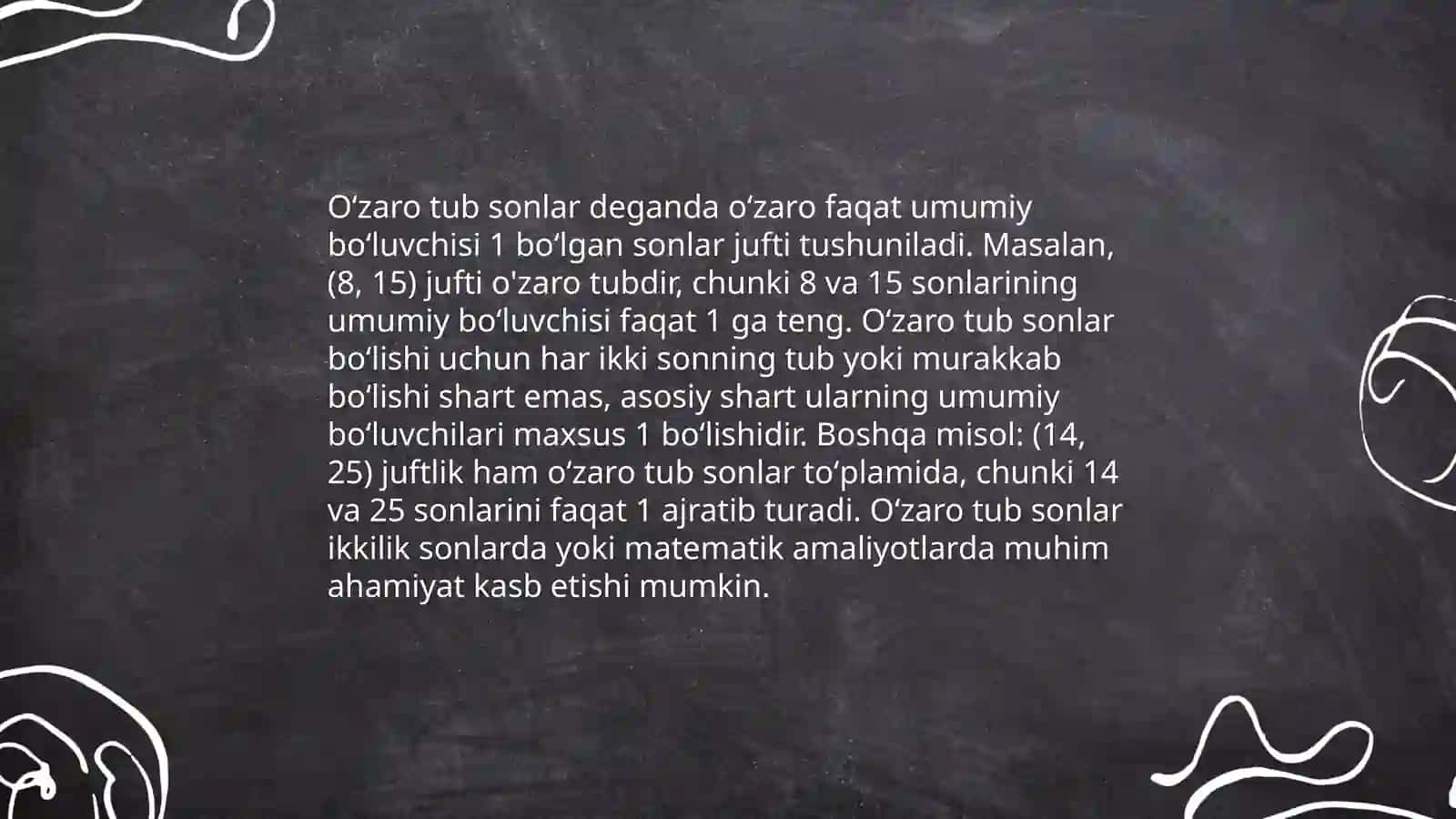 Eulerni o'zaro tub sonlar funksiyasi 4