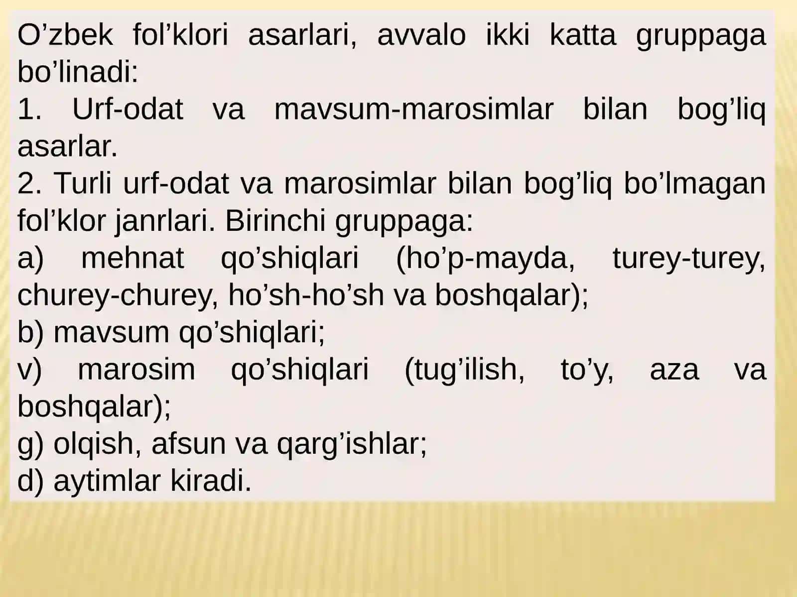 Bolalar qo’shiqlari. Xalq qo’shiqlari va adabiy qo’shiqlari 4