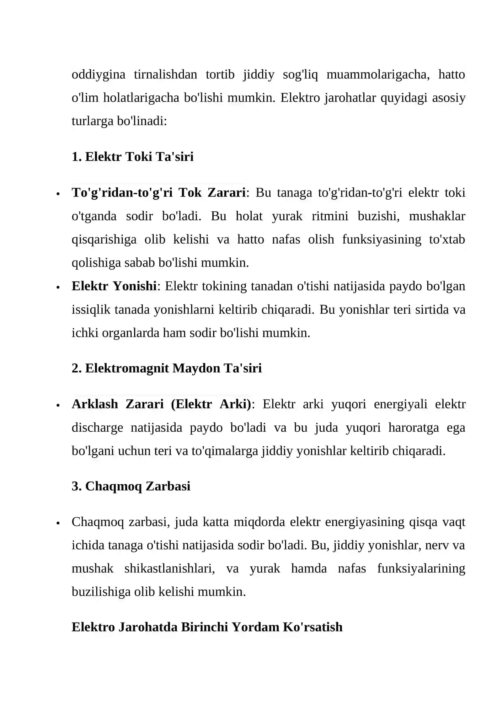 Elektro jarohatda birinchi yordam 4