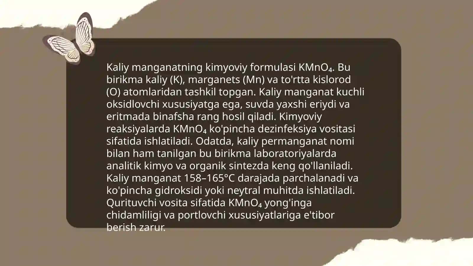 Kaliy manganatning olinishi va xossalari 4