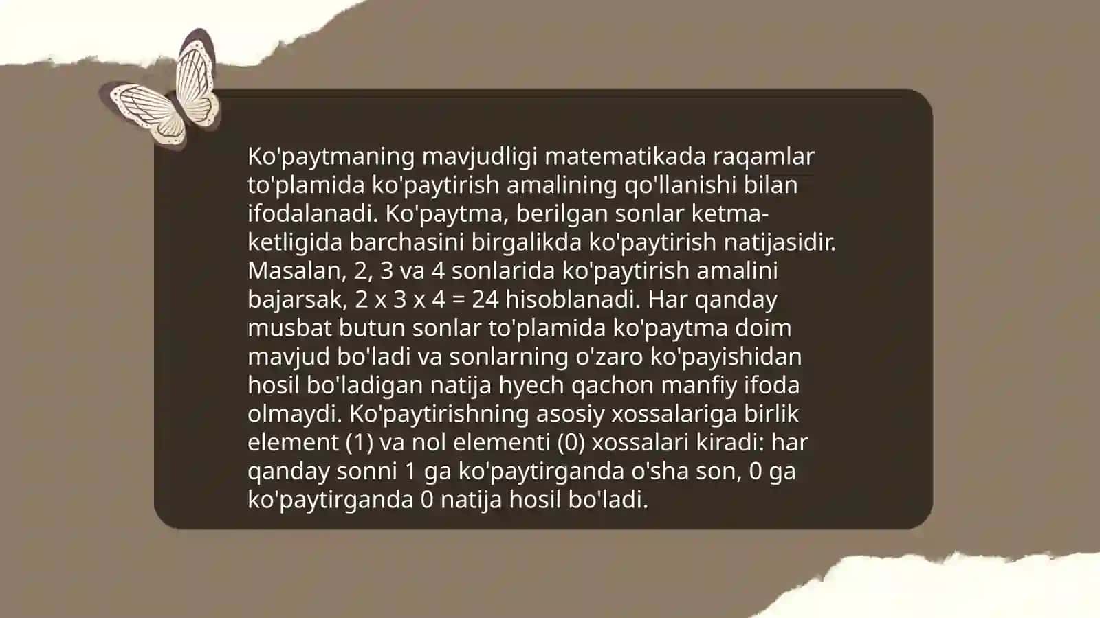 Ko'paytmaning Ta'rifi va Qoidalarining Nazariyasi 4