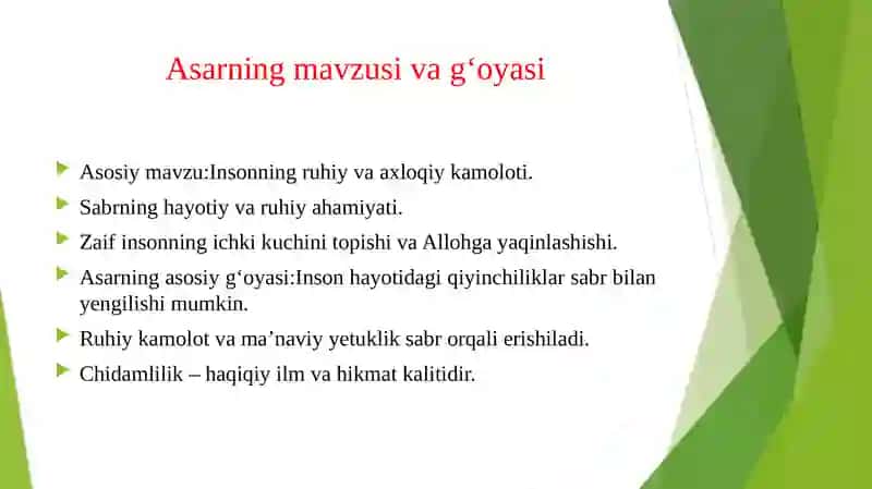 So‘fi olloyorning sabot ul- ojizin asarlari tahlili 4