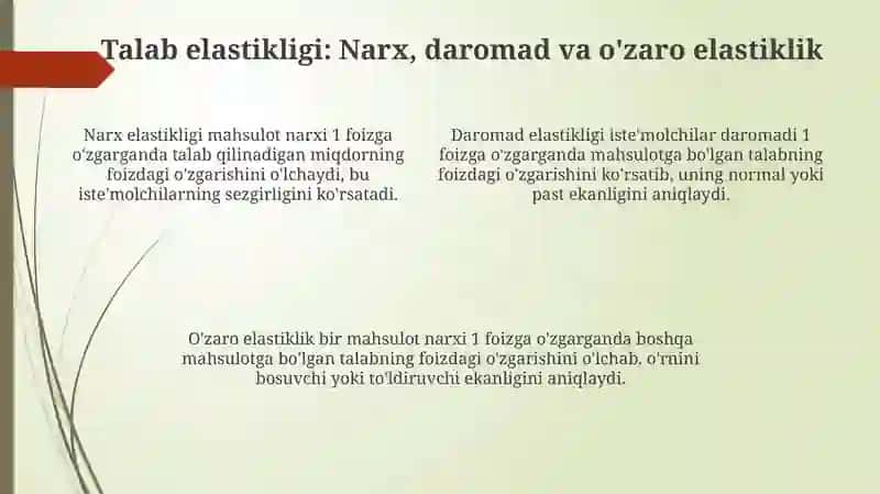 Elastiklik tushunchasi va uning turlari 4