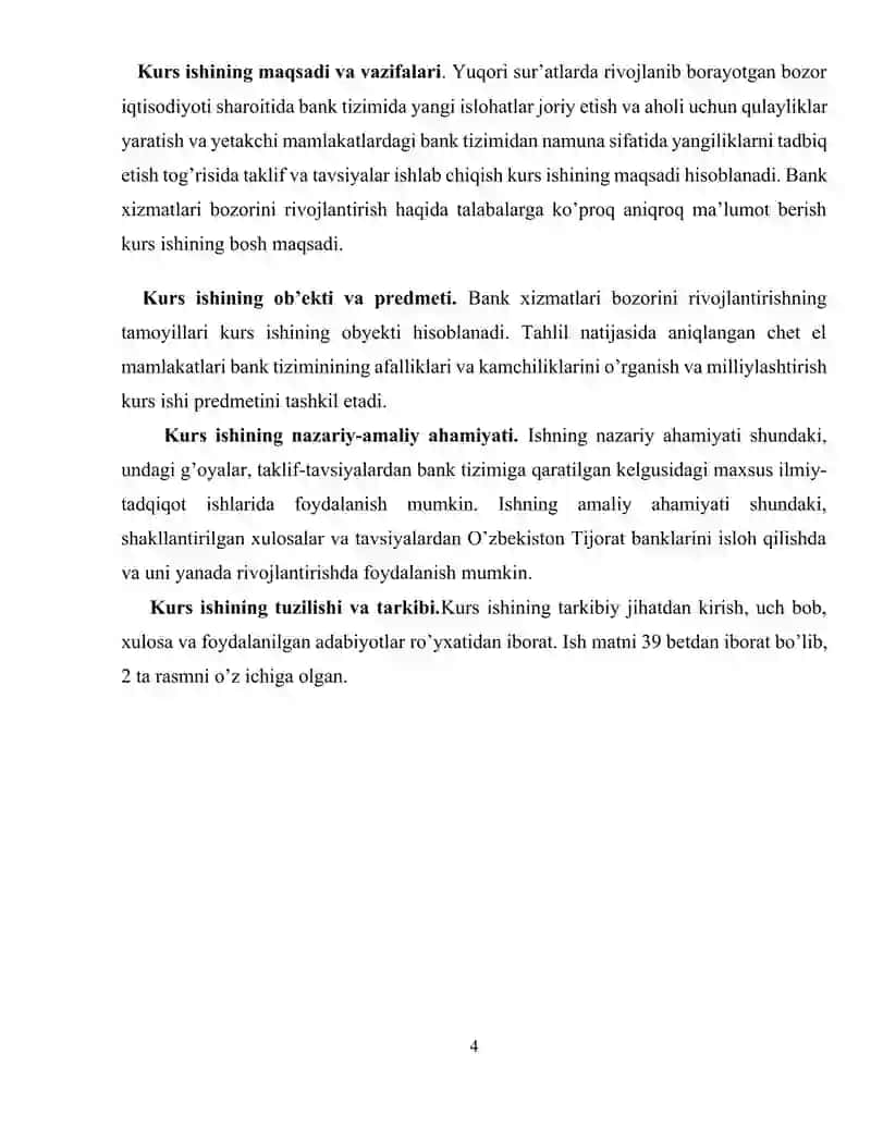 Bank xizmatlari bozorini rivojlantirish 4