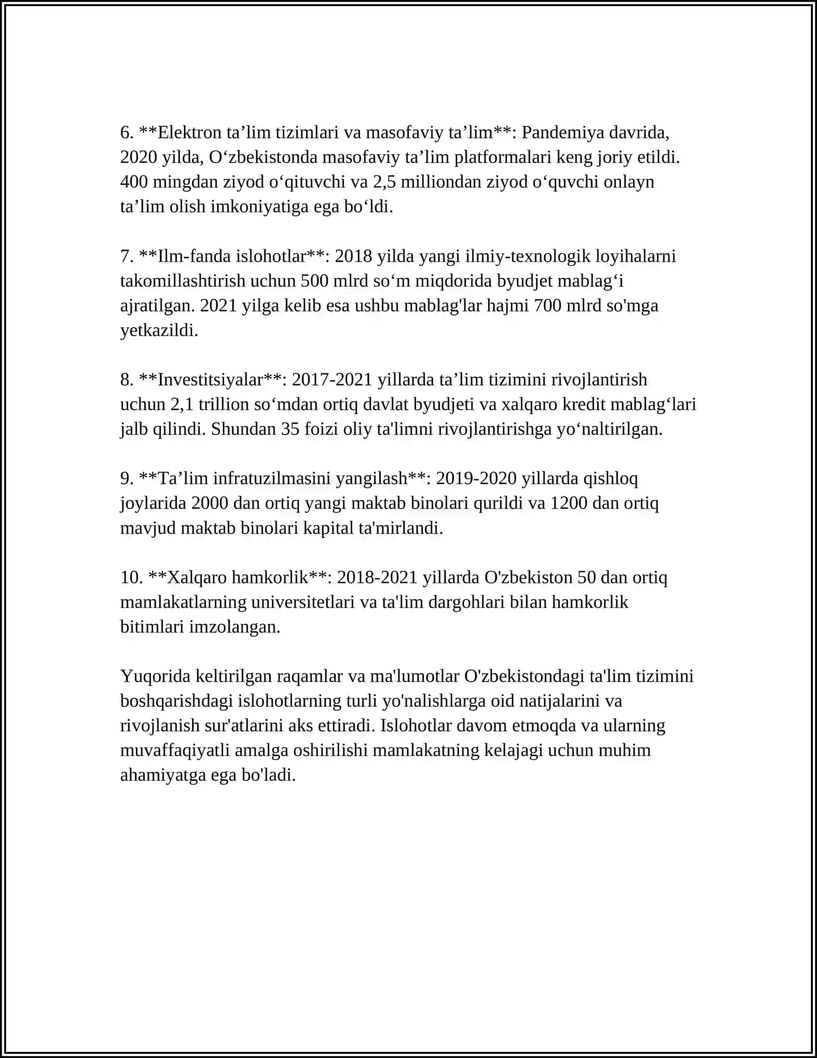 Ta'lim sohasidagi islohotlar 4