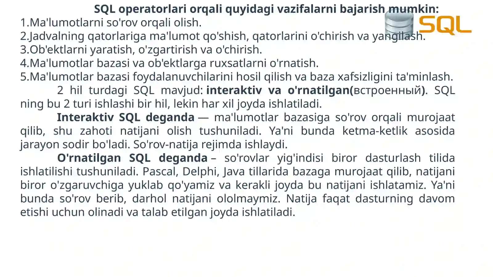 SQL(Structured Query Language) haqida 4