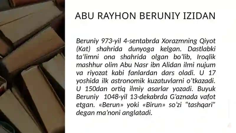 AbuRayhon Beruniyning jahon ilm-faniga qo’shgan hissasi 4