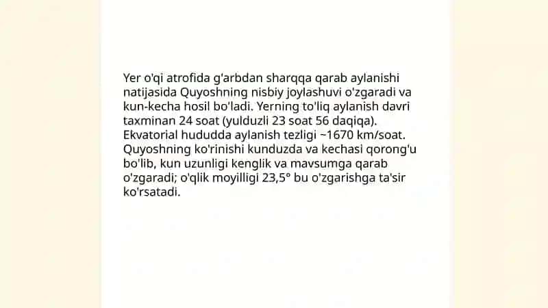 Yer shakli va harakati. Oy fazolari 4