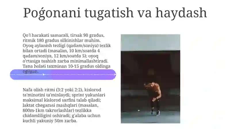 Qisqa masofaga yugurish texnikasini órgatish 4