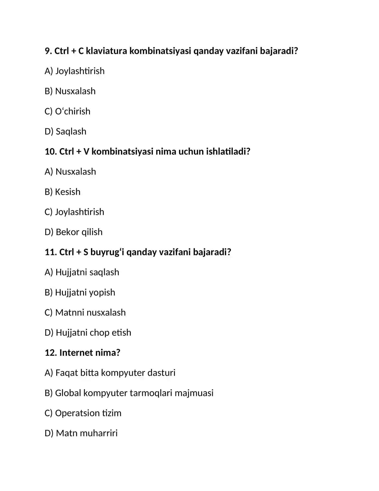 AKT bo‘yicha 250 ta test | Axborot-kommunikatsiya texnologiyalari | Javoblari bilan PDF 4