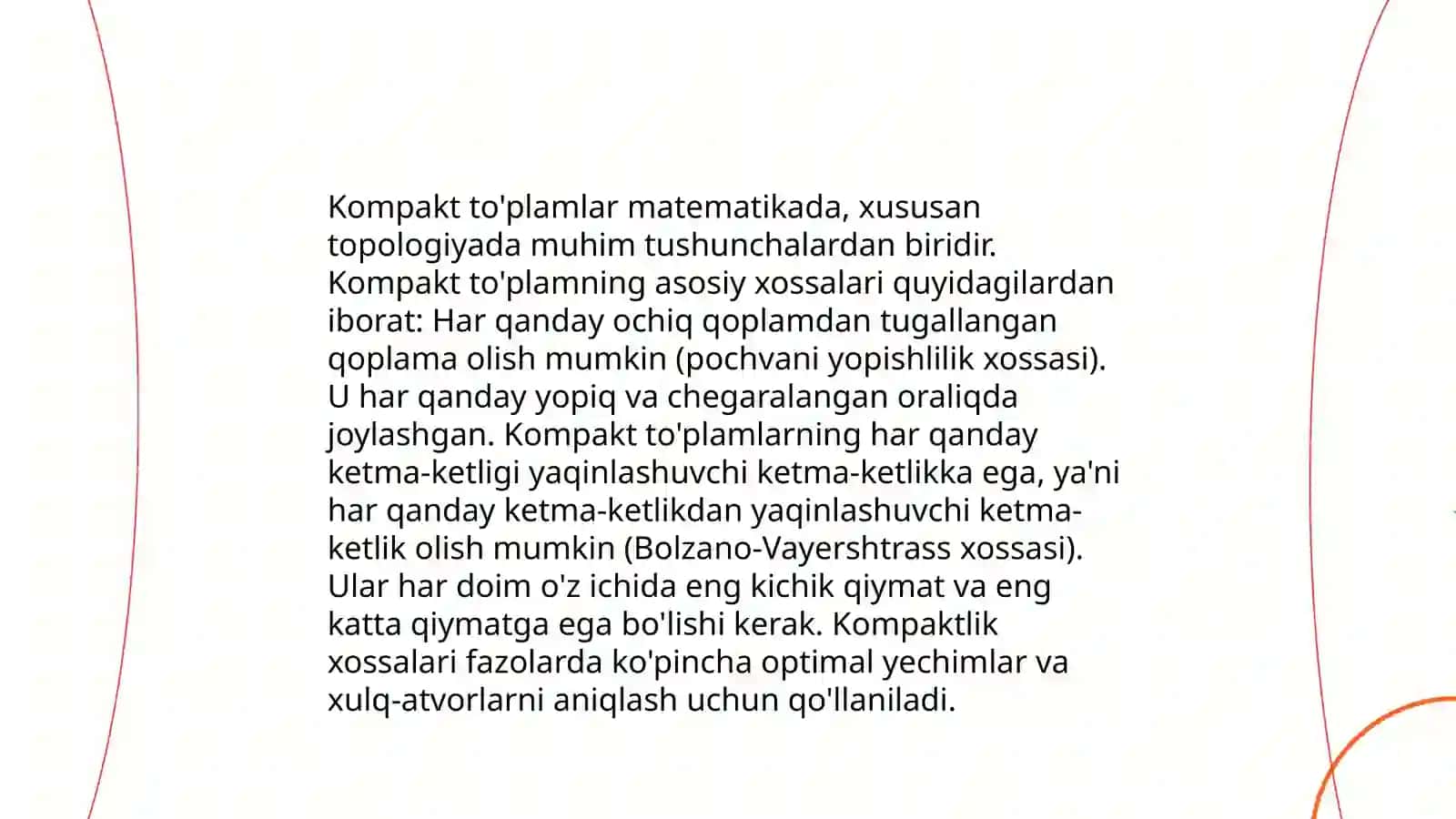 Kompakt to'plamlar va ularning xossalari 4